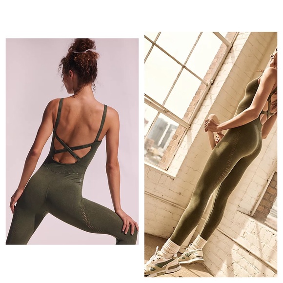 Free People Army Green Good Karma Onesie - Picture 6 of 7